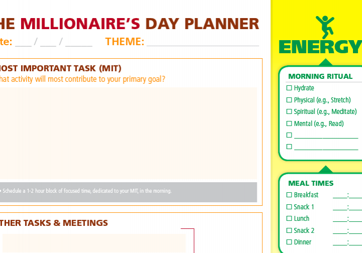 The Millionaire's Day Planner (Free 1-Page Productivity Tool)